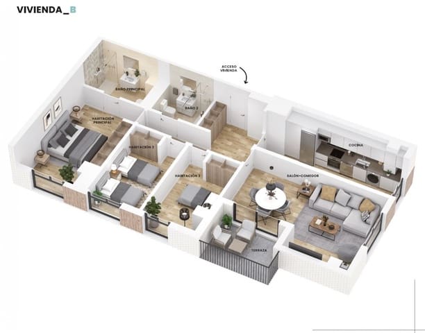 3 quarto Apartamento para venda em Sur, Castelló de la Plana - 270 000 € (Ref: 7239105)