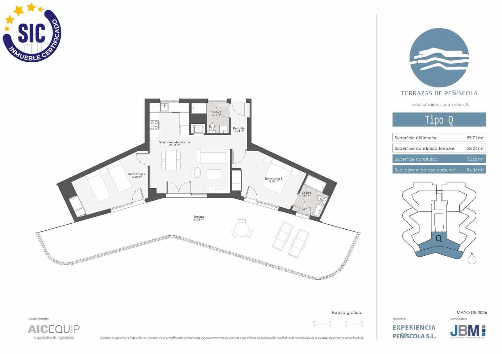 2 makuuhuone Kattohuoneisto myytävänä paikassa Peniscola mukana uima-altaan - 365 000 € (Ref: 9866979)
