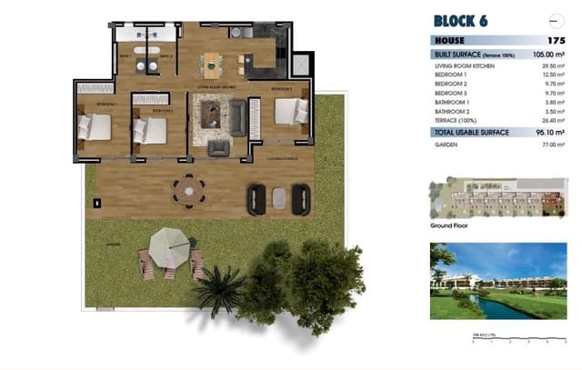 3 bedroom Apartment for sale in Los Alcázares with pool - € 340,000 (Ref: 8748166)