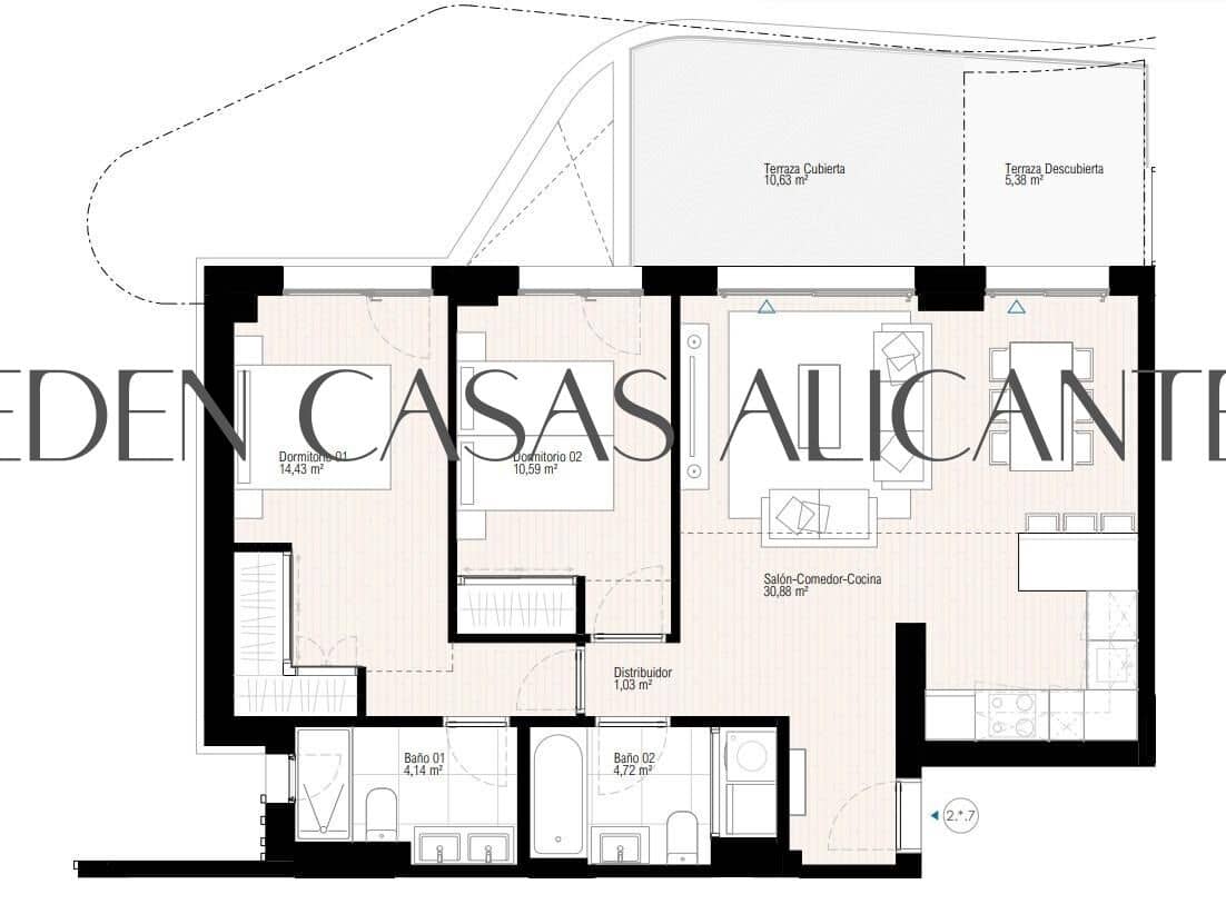 2 soverom Leilighet til salgs i La Villajoyosa / Vila Joiosa med svømmebasseng garasje - € 380 000 (Ref: 9103037)