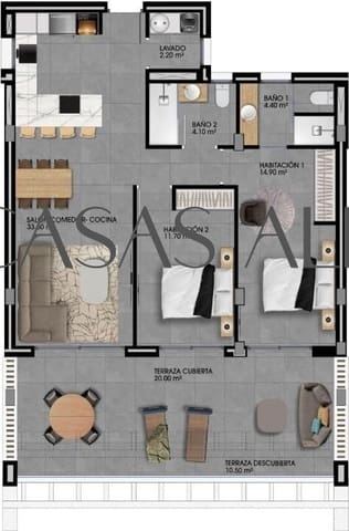 2 bedroom Apartment for sale in Finestrat with pool - € 375,000 (Ref: 9103038)