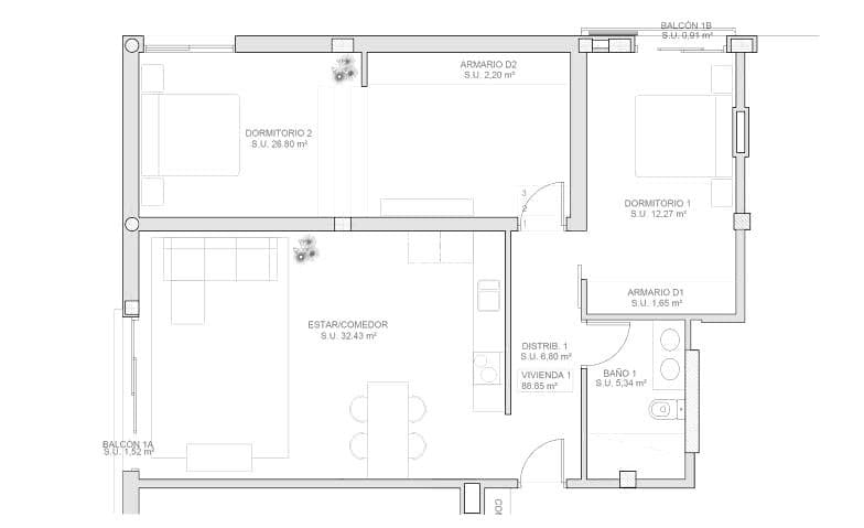 2 slaapkamer Flat te koop in Adeje met zwembad - € 325.000 (Ref: 9419286)