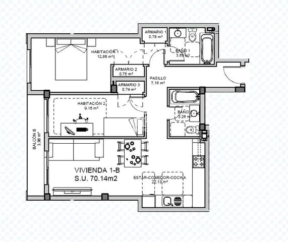 2 makuuhuone Asunto myytävänä paikassa Playa San Juan, Guía de Isora mukana 
autotalli - 310 000 € (Ref: 9442883)