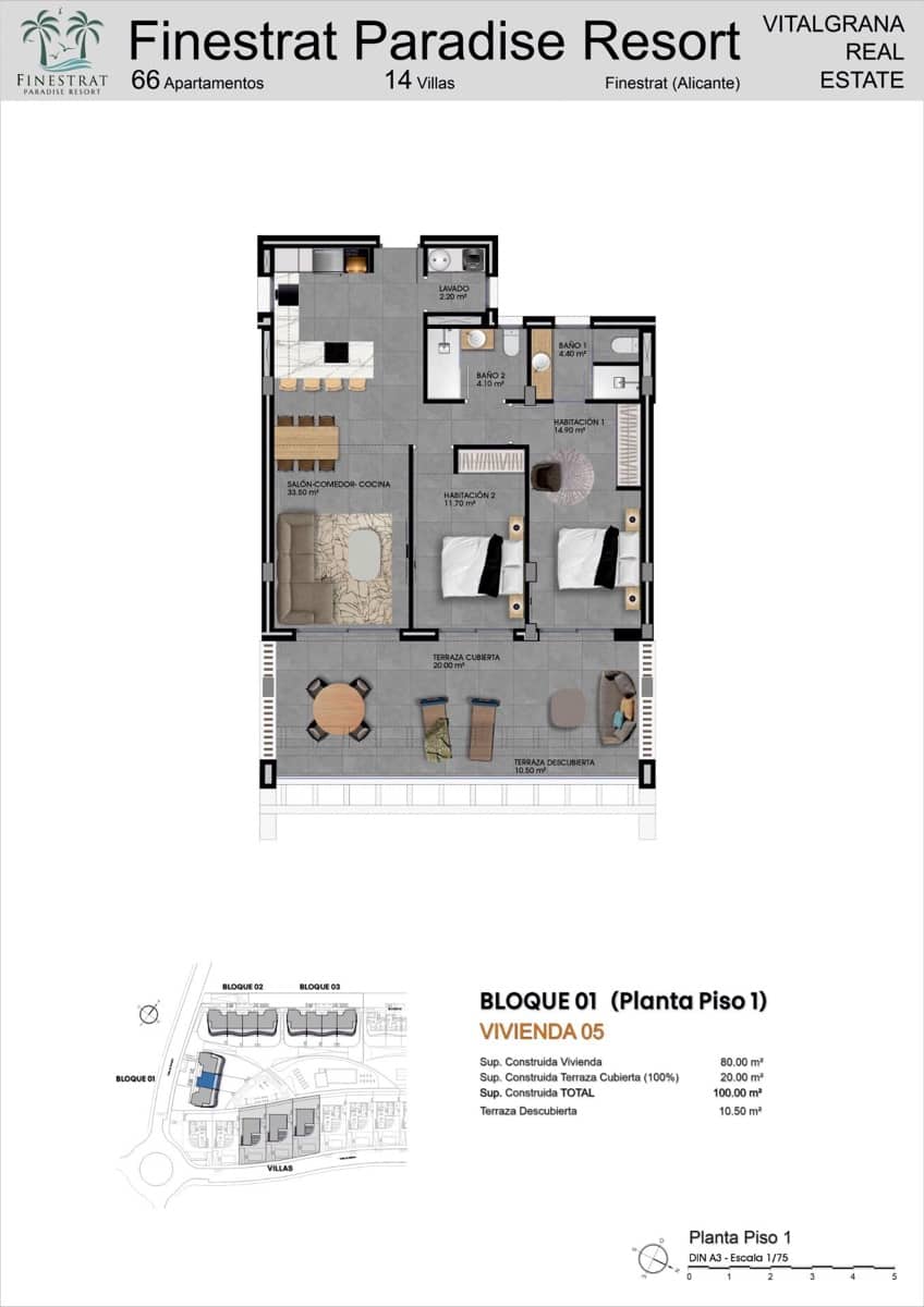 2 bedroom Flat for sale in Finestrat with pool garage - € 375,000 (Ref: 9674260)