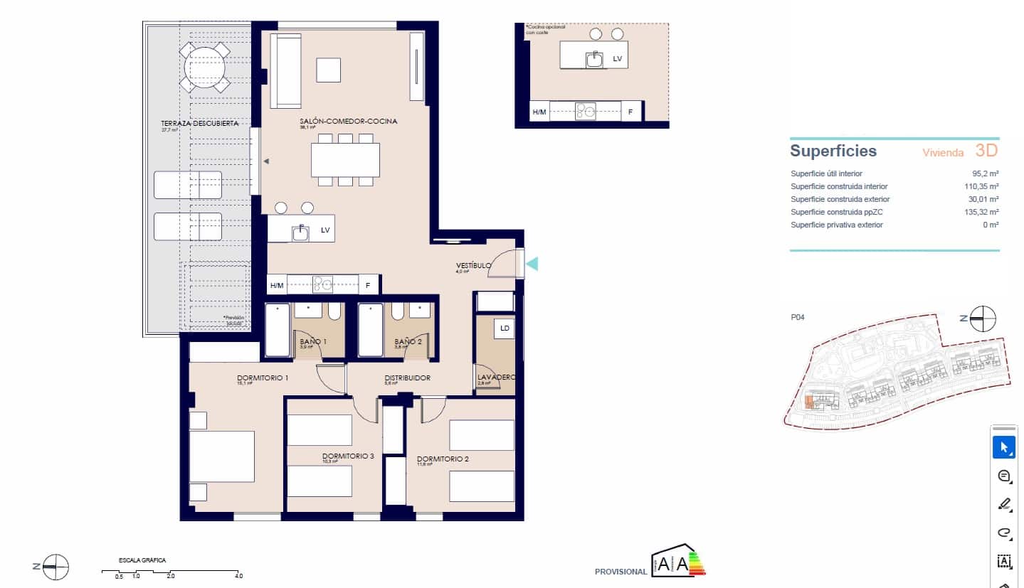 3 soveværelse Penthouse til salg i El Vergel / Verger med swimmingpool garage - € 505.000 (Ref: 9610344)