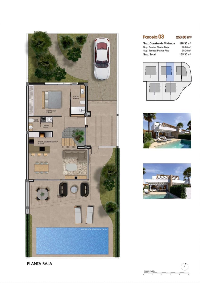 3 soverom Rekkehus til salgs i Monforte del Cid med svømmebasseng garasje - € 489 000 (Ref: 10181817)