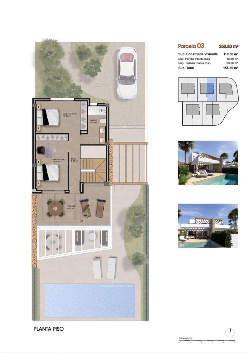 3 soverom Rekkehus til salgs i Monforte del Cid med svømmebasseng garasje - € 489 000 (Ref: 10181817)