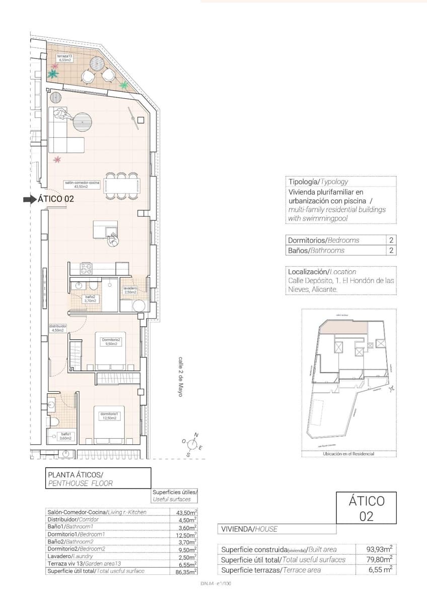 2 Zimmer Penthouse zu verkaufen in Hondon de las Nieves mit Pool Garage - 220.000 € (Ref: 10181824)