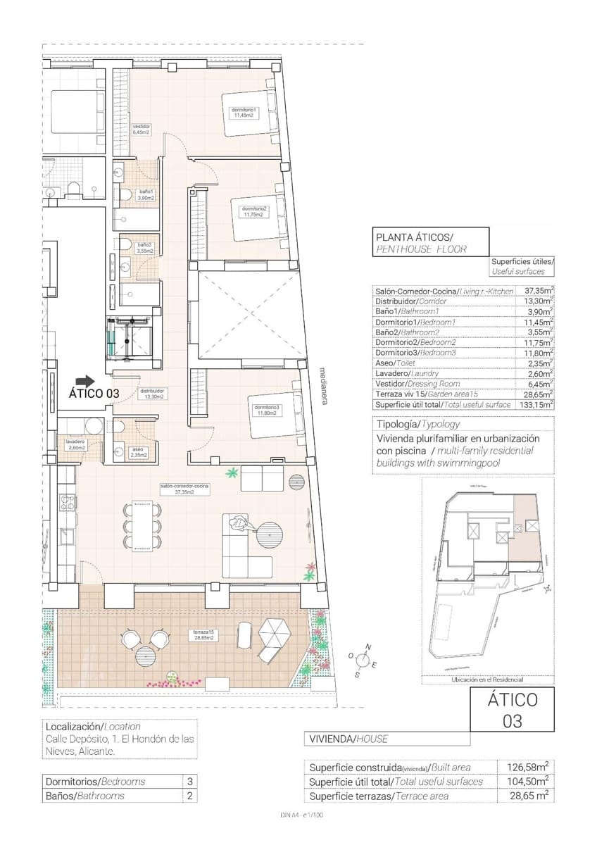 3 Zimmer Penthouse zu verkaufen in Hondon de las Nieves mit Pool Garage - 305.000 € (Ref: 10181825)