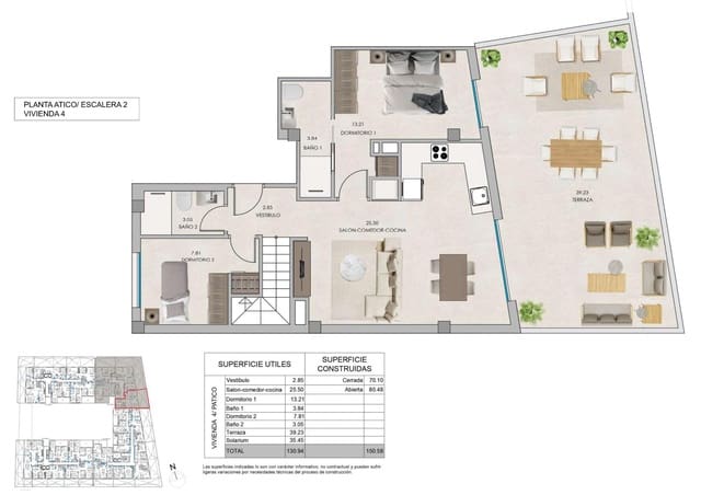 2 slaapkamer Penthouse te koop in Santa Pola met zwembad - € 310.000 (Ref: 8377431)