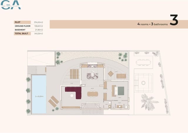 4 soverom Villa til salgs i Algorfa med svømmebasseng garasje - € 845 000 (Ref: 9707522)