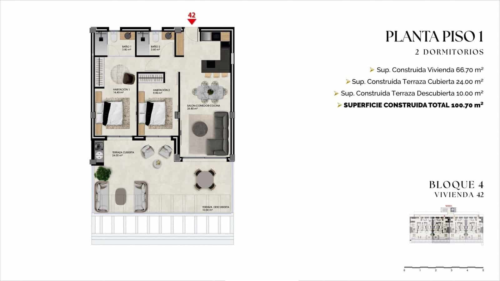 2 quarto Apartamento para venda em Finestrat com piscina garagem - 375 000 € (Ref: 9901008)