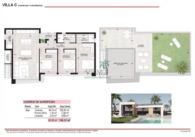3 bedroom Villa for sale in Alhama de Murcia with pool - € 318,500 (Ref: 9474594)