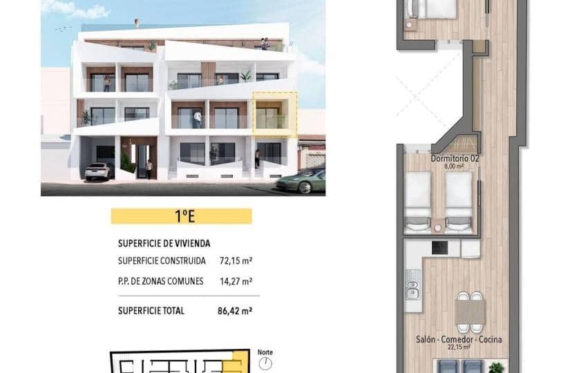 2 bedroom Apartment for sale in Torrevieja with pool - € 260,000 (Ref: 9430372)