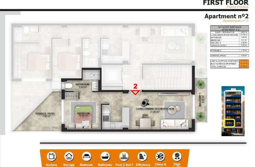 1 quarto Apartamento para venda em Torrevieja com piscina - 185 000 € (Ref: 9430409)