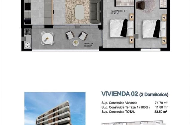 2 bedroom Apartment for sale in Centro, Santa Pola with pool - € 263,165 (Ref: 9430423)