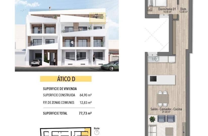 1 slaapkamer Appartement te koop in Torrevieja met zwembad - € 269.000 (Ref: 9483621)