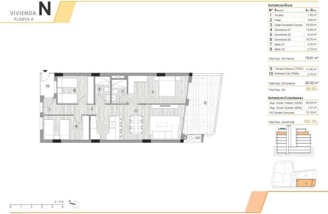 3 bedroom Apartment for sale in Las Piscinas Naturales, Torrevieja with pool - € 315,000 (Ref: 9506778)