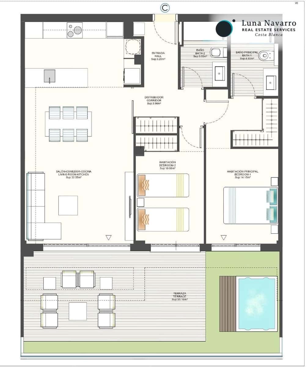 2 slaapkamer Penthouse te koop in Finestrat met zwembad - € 350.000 (Ref: 8570413)