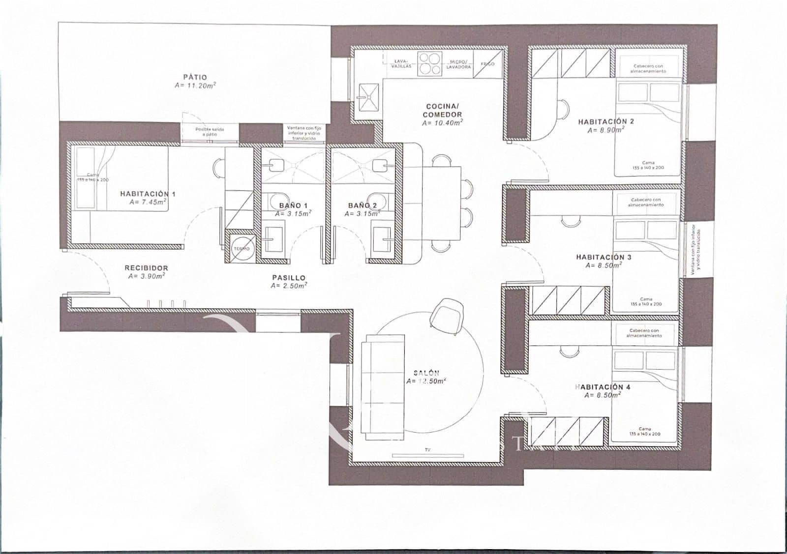 Piso de 4 habitaciones en Madrid ciudad en alquiler - 3.000 € (Ref: 10012246)