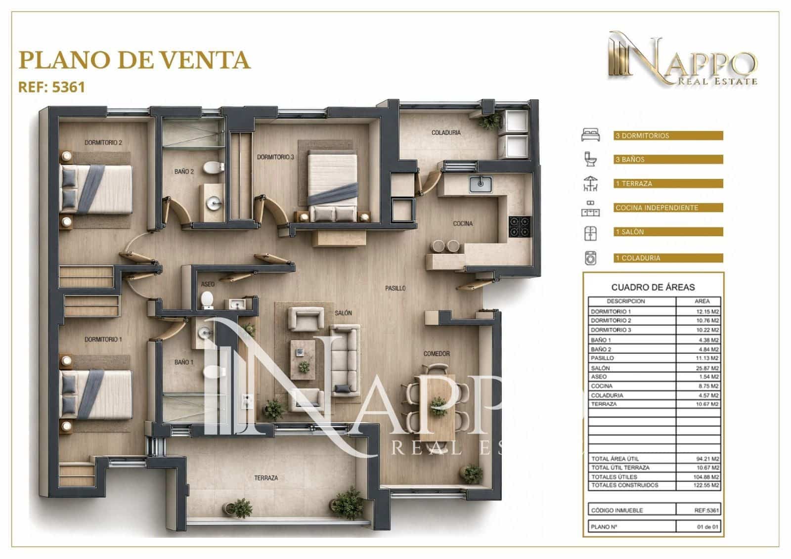 3 soveværelse Penthouse til salg i Palma de Mallorca med garage - € 690.000 (Ref: 10014132)