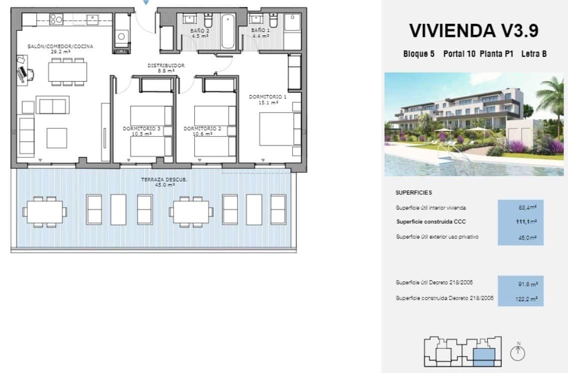 Apartamento de 3 habitaciones en Estepona en venta con piscina garaje - 385.000 € (Ref: 9338841)