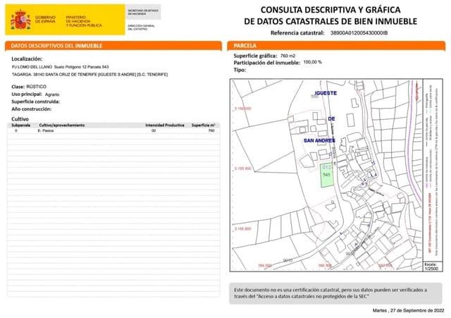 Tontti myytävänä paikassa Igueste de San Andres, Santa Cruz de Tenerife - 75 000 € (Ref: 8952249)