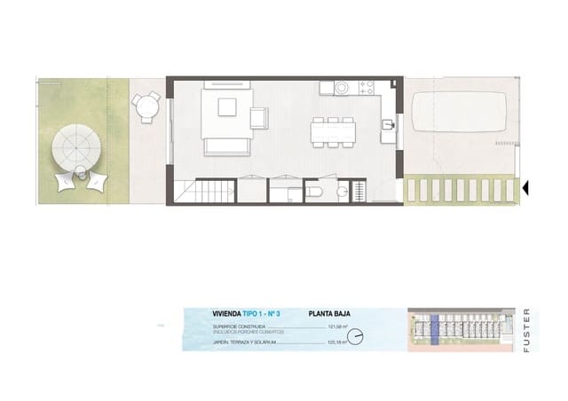 3 slaapkamer Rijtjeshuis te koop in Pilar de la Horadada met zwembad garage - € 339.900 (Ref: 9452220)