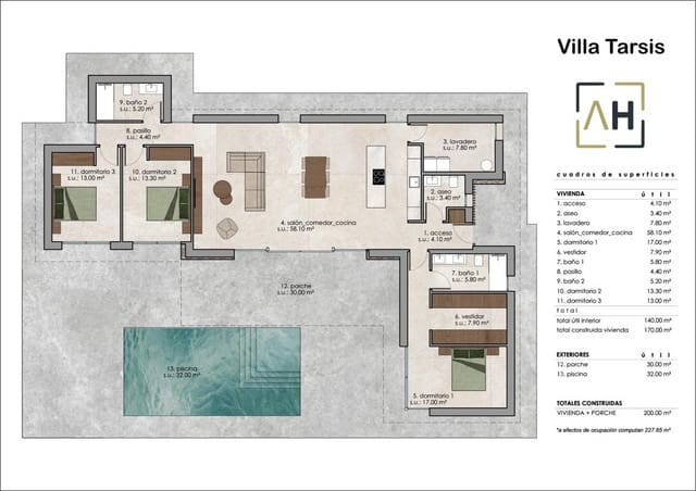 3 soverom Villa til salgs i Hondón de las Nieves med svømmebasseng garasje - € 577 274 (Ref: 9945897)