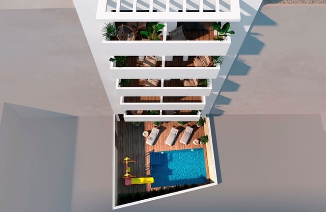 2 makuuhuone Kattohuoneisto myytävänä paikassa Las Piscinas Naturales, Torrevieja mukana uima-altaan 
autotalli - 380 000 € (Ref: 9268954)