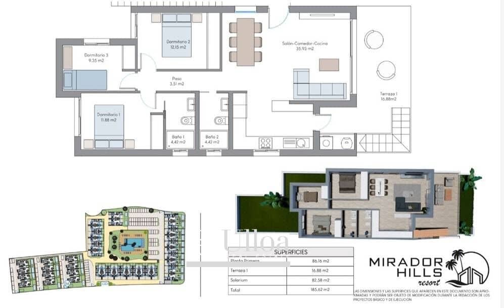 Bungalow de 3 habitaciones en Finestrat en venta con piscina - 379.900 € (Ref: 8238996)