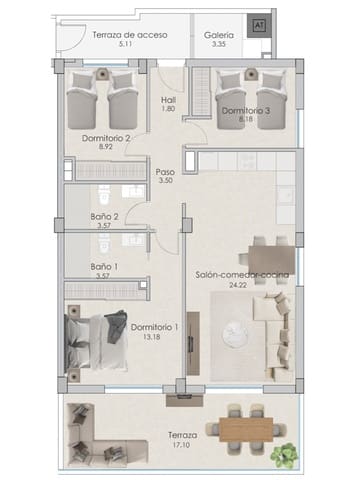3 bedroom Flat for sale in Noroeste, Santa Pola with pool garage - € 375,000 (Ref: 7623491)