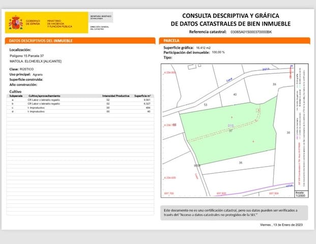 Undeveloped Land for sale in La Algoda - Matola - El Pla, Elche / Elx - € 115,000 (Ref: 8142084)