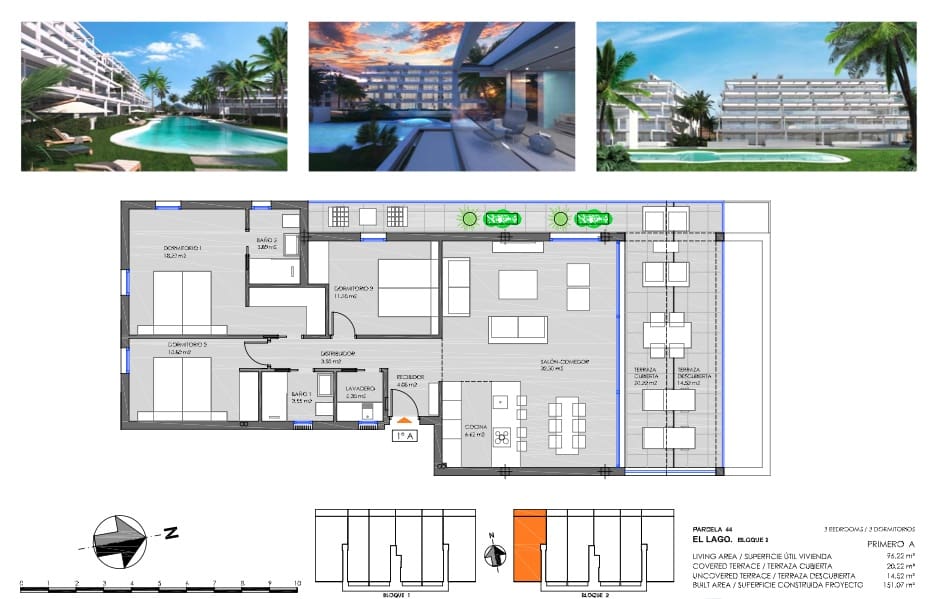 3 camera da letto Appartamento sulla Spiaggia in vendita in Mar de Cristal con piscina garage - 360.000 € (Rif: 9270531)