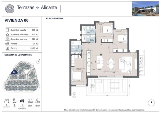 Chalet de 3 habitaciones en Muchamiel / Mutxamel en venta con piscina - 660.000 € (Ref: 10078259)