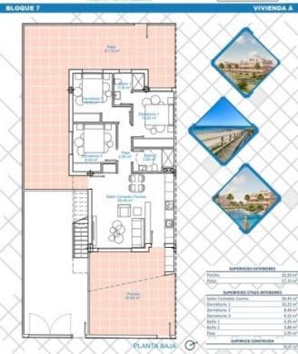 3 camera da letto Bungalow in vendita in Pilar de la Horadada con piscina - 299.900 € (Rif: 10078266)