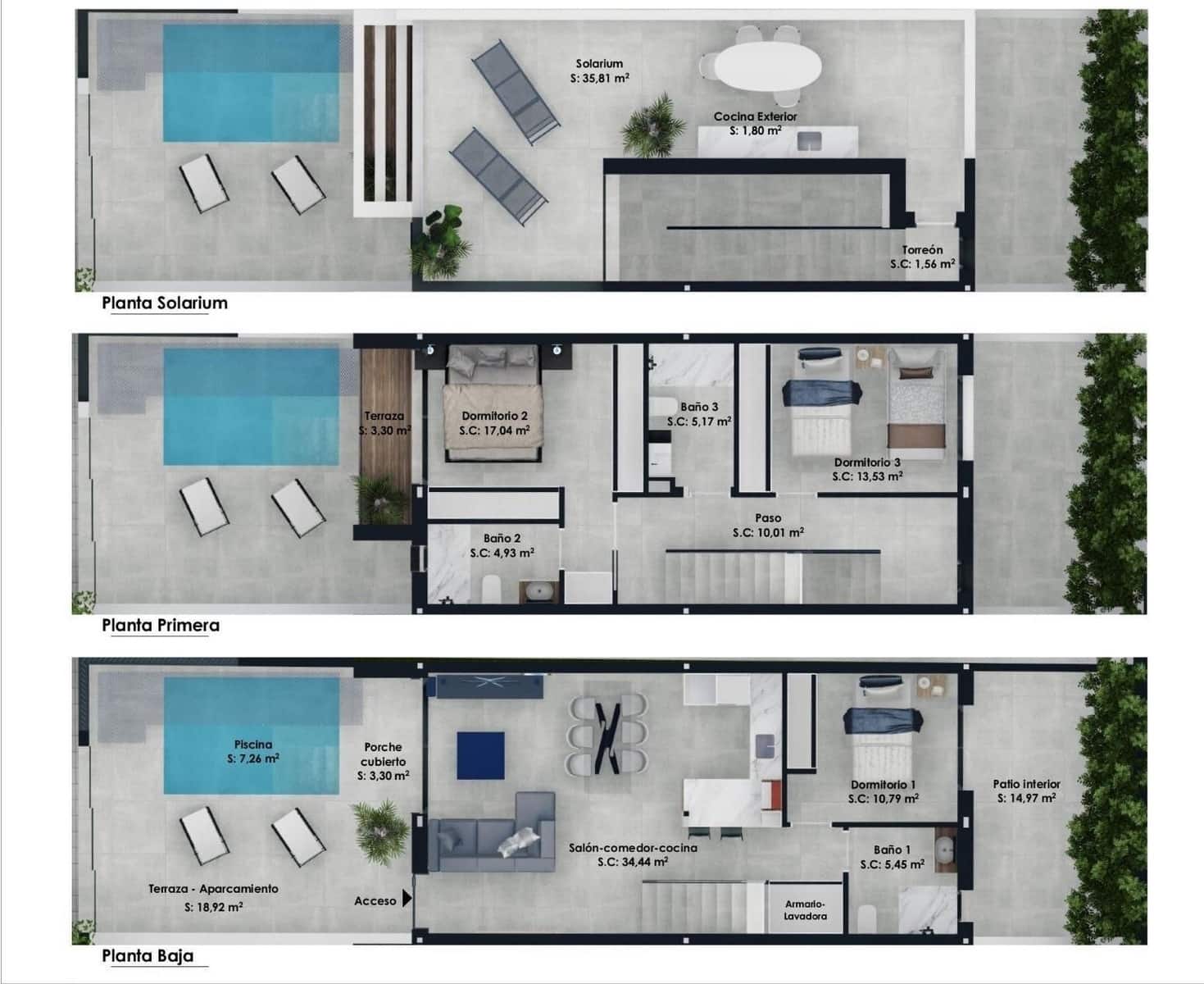 Adosado de 3 habitaciones en Pilar de la Horadada en venta con piscina - 385.000 € (Ref: 10109870)