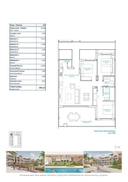 3 sypialnia Apartament na sprzedaż w Torre de la Horadada z basenem - 398 900 € (Ref: 9773242)