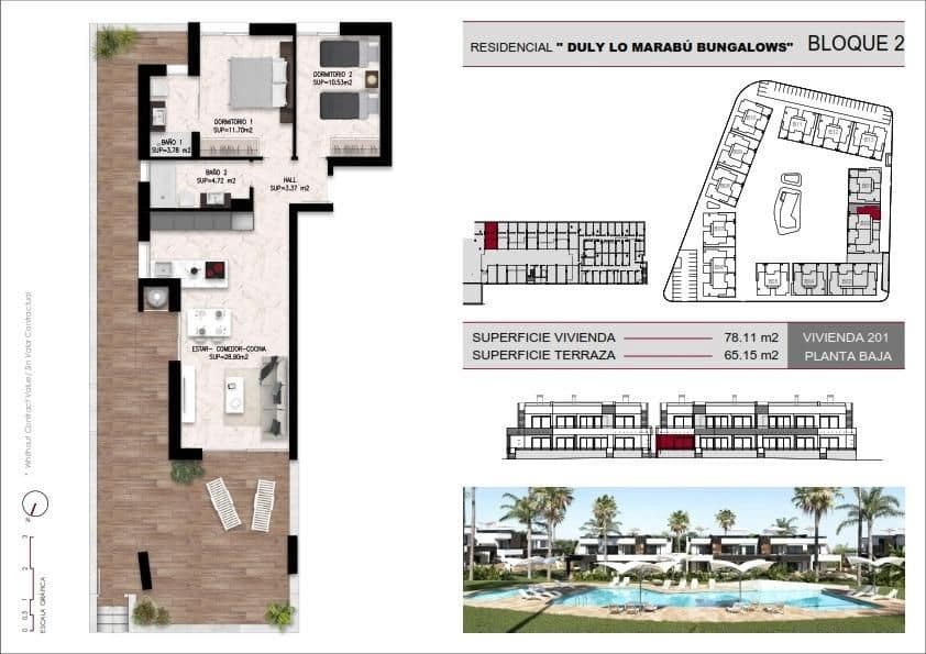 2 quarto Bungalow para venda em Rojales com piscina - 322 000 € (Ref: 9873687)