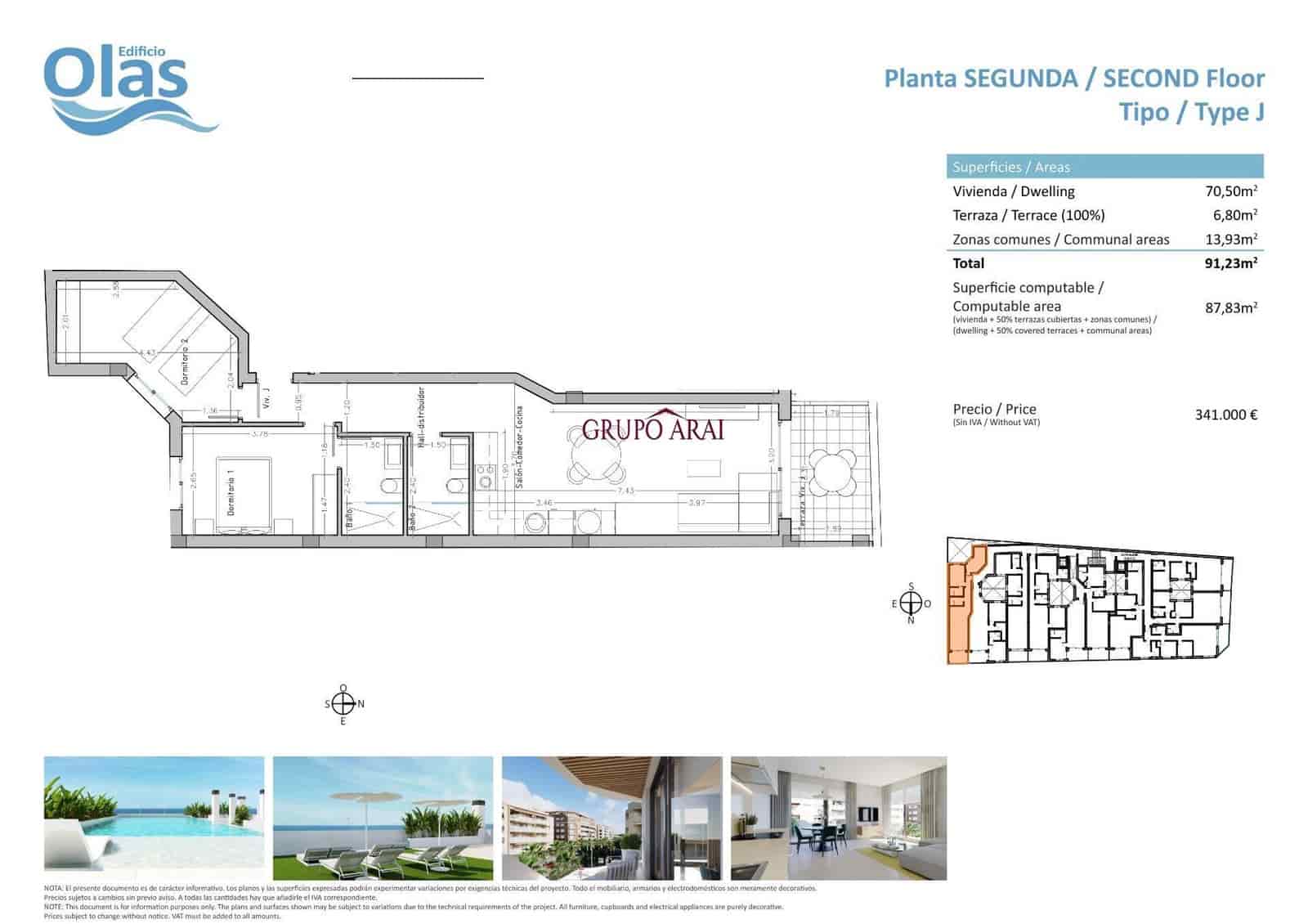 2 bedroom Flat for sale in Guardamar del Segura with pool - € 341,000 (Ref: 9896206)