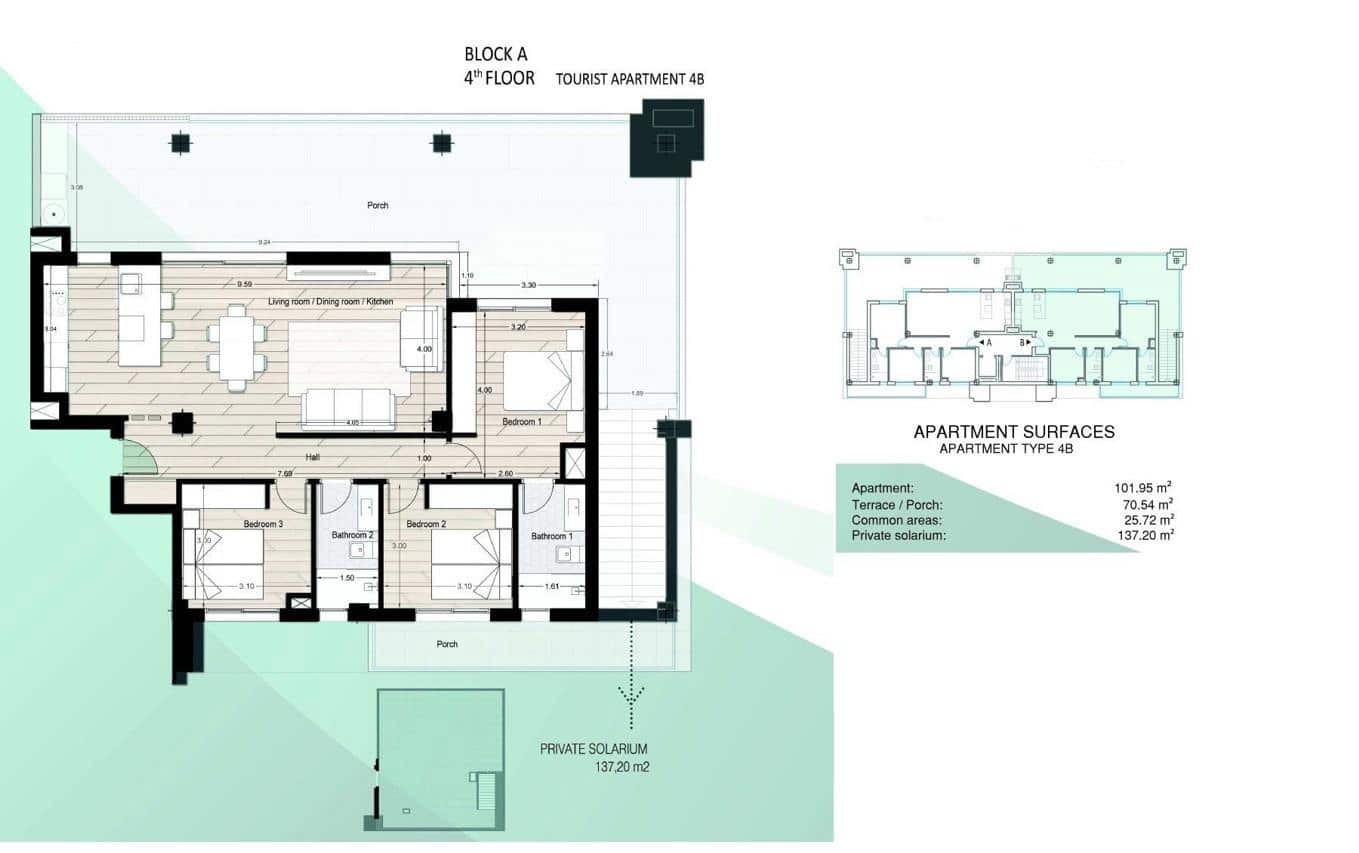 3 soverom Penthouse til salgs i Los Alcazares med svømmebasseng - € 449 900 (Ref: 9855486)
