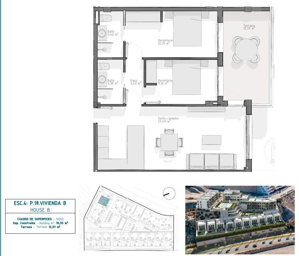 2 slaapkamer Appartement te koop in Aguilas met zwembad garage - € 267.000 (Ref: 9861886)