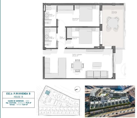 2 slaapkamer Appartement te koop in El Hornillo, Aguilas met zwembad garage - € 267.000 (Ref: 9861886)