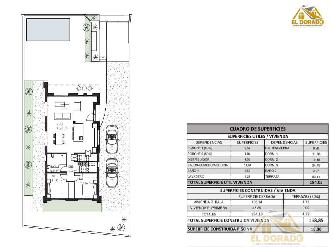 3 soverom Villa til salgs i Benferri med svømmebasseng garasje - € 396 000 (Ref: 9646235)