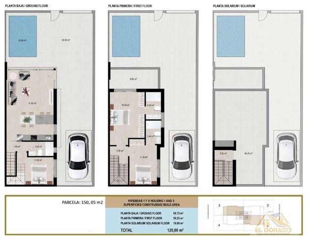 3 soveværelse Villa til salg i Santiago de la Ribera, San Javier med swimmingpool garage - € 376.500 (Ref: 9954480)