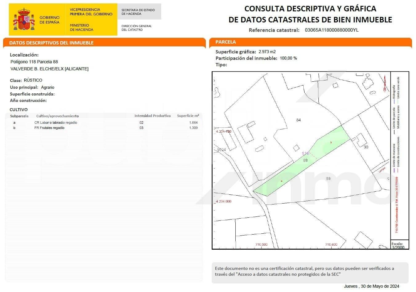 1 bedroom Finca/Country House for sale in Valverde, Elche / Elx €