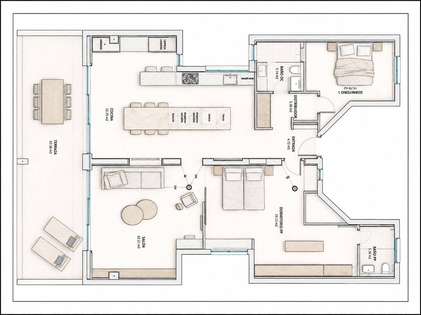 2 quarto Penthouse para venda em Santa Pola com piscina - 525 000 € (Ref: 9942654)