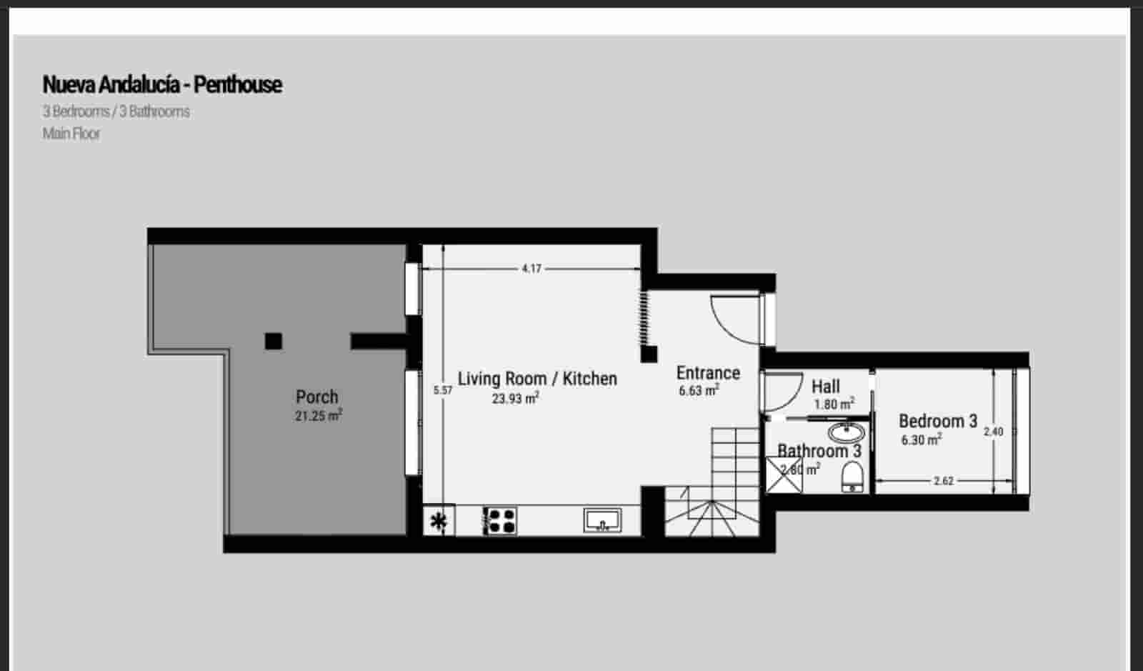 3 soverom Penthouse til salgs i Marbella med svømmebasseng garasje - € 849 000 (Ref: 9341086)