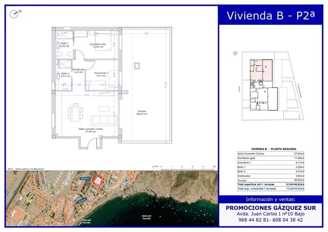 2 bedroom Penthouse for sale in El Hornillo, Aguilas with pool garage - € 300,000 (Ref: 9626201)