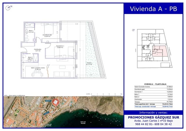 2 makuuhuone Huoneisto myytävänä paikassa Aguilas mukana uima-altaan 
autotalli - 285 000 € (Ref: 9626203)